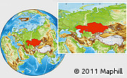 Physical Location Map of Kazakhstan