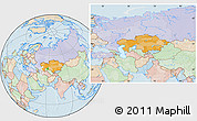 Political Location Map of Kazakhstan, lighten, land only