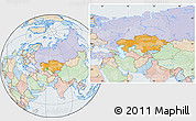 Political Location Map of Kazakhstan, lighten