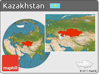 Satellite Location Map of Kazakhstan
