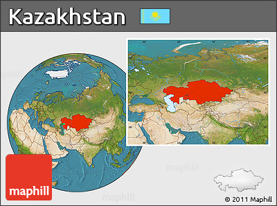 Satellite Location Map of Kazakhstan