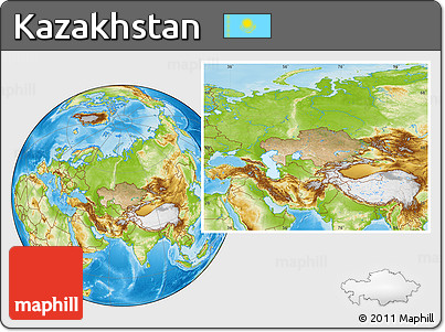 Satellite Location Map of Kazakhstan, physical outside