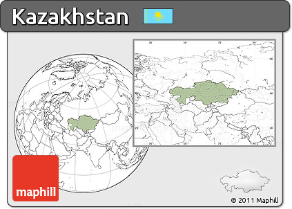 Savanna Style Location Map of Kazakhstan, blank outside, hill shading inside