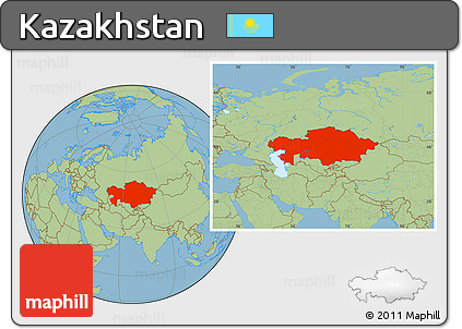 Savanna Style Location Map of Kazakhstan