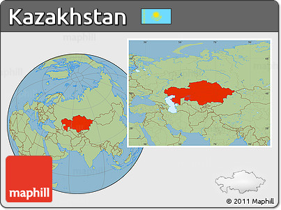 Savanna Style Location Map of Kazakhstan
