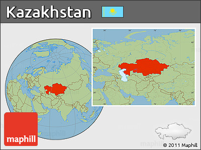 Savanna Style Location Map of Kazakhstan