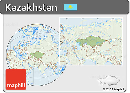 Savanna Style Location Map of Kazakhstan, lighten