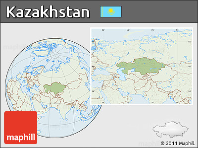 Savanna Style Location Map of Kazakhstan, lighten