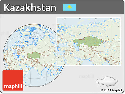 Savanna Style Location Map of Kazakhstan, lighten