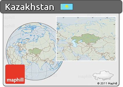 Savanna Style Location Map of Kazakhstan, lighten, hill shading