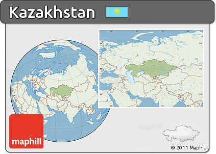 Savanna Style Location Map of Kazakhstan, lighten, land only