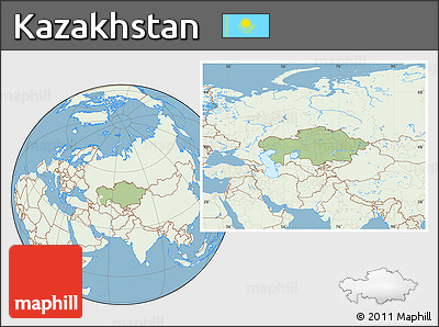 Savanna Style Location Map of Kazakhstan, lighten, land only