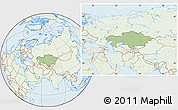 Savanna Style Location Map of Kazakhstan, lighten
