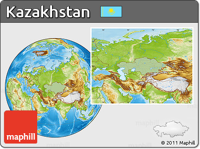 Savanna Style Location Map of Kazakhstan, physical outside