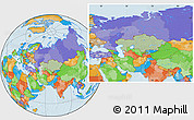 Savanna Style Location Map of Kazakhstan, political outside, hill shading