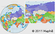 Shaded Relief Location Map of Kazakhstan, political outside