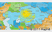 Flag Map of Kazakhstan, political outside