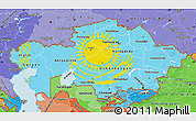 Flag Map of Kazakhstan, political shades outside