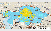 Flag Map of Kazakhstan, shaded relief outside