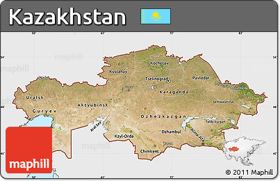 Satellite Map of Kazakhstan, single color outside