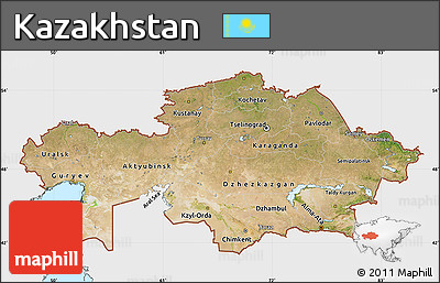 Satellite Map of Kazakhstan, single color outside