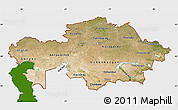 Satellite Map of Kazakhstan, single color outside, shaded relief sea