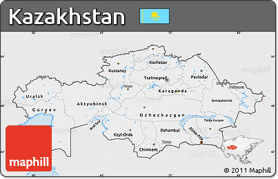 Silver Style Map of Kazakhstan, single color outside