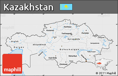 Silver Style Map of Kazakhstan, single color outside