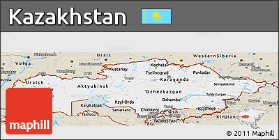 Classic Style Panoramic Map of Kazakhstan