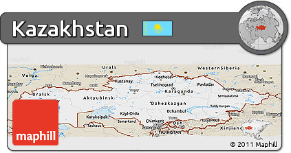 Classic Style Panoramic Map of Kazakhstan