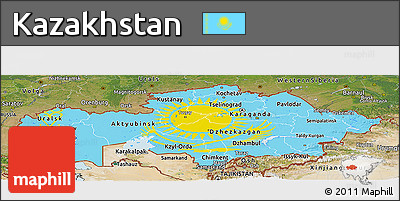 Flag Panoramic Map of Kazakhstan, satellite outside