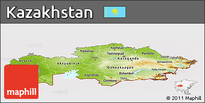 Physical Panoramic Map of Kazakhstan, cropped outside
