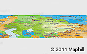 Physical Panoramic Map of Kazakhstan, political outside