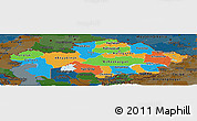Political Panoramic Map of Kazakhstan, darken