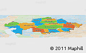 Political Panoramic Map of Kazakhstan, lighten, land only