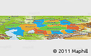 Political Panoramic Map of Kazakhstan, physical outside
