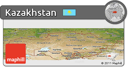 Satellite Panoramic Map of Kazakhstan