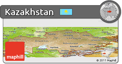 Satellite Panoramic Map of Kazakhstan, physical outside