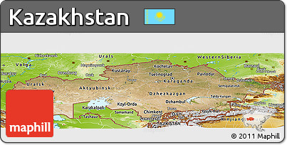 Satellite Panoramic Map of Kazakhstan, physical outside