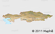Satellite Panoramic Map of Kazakhstan, single color outside, bathymetry sea