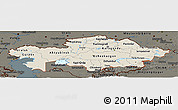 Shaded Relief Panoramic Map of Kazakhstan, darken