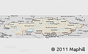 Shaded Relief Panoramic Map of Kazakhstan, desaturated