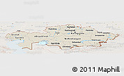 Shaded Relief Panoramic Map of Kazakhstan, lighten, land only