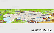 Shaded Relief Panoramic Map of Kazakhstan, physical outside