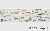 Shaded Relief Panoramic Map of Kazakhstan, semi-desaturated