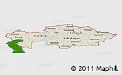 Shaded Relief Panoramic Map of Kazakhstan, single color outside