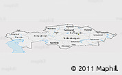 Silver Style Panoramic Map of Kazakhstan, single color outside
