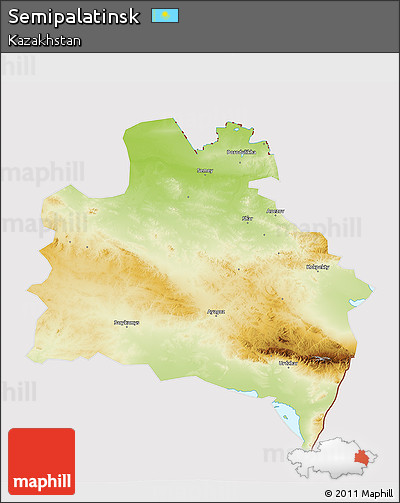 Physical 3D Map of Semipalatinsk, cropped outside