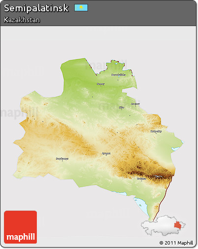 Physical 3D Map of Semipalatinsk, cropped outside