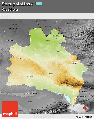 Physical 3D Map of Semipalatinsk, darken, desaturated